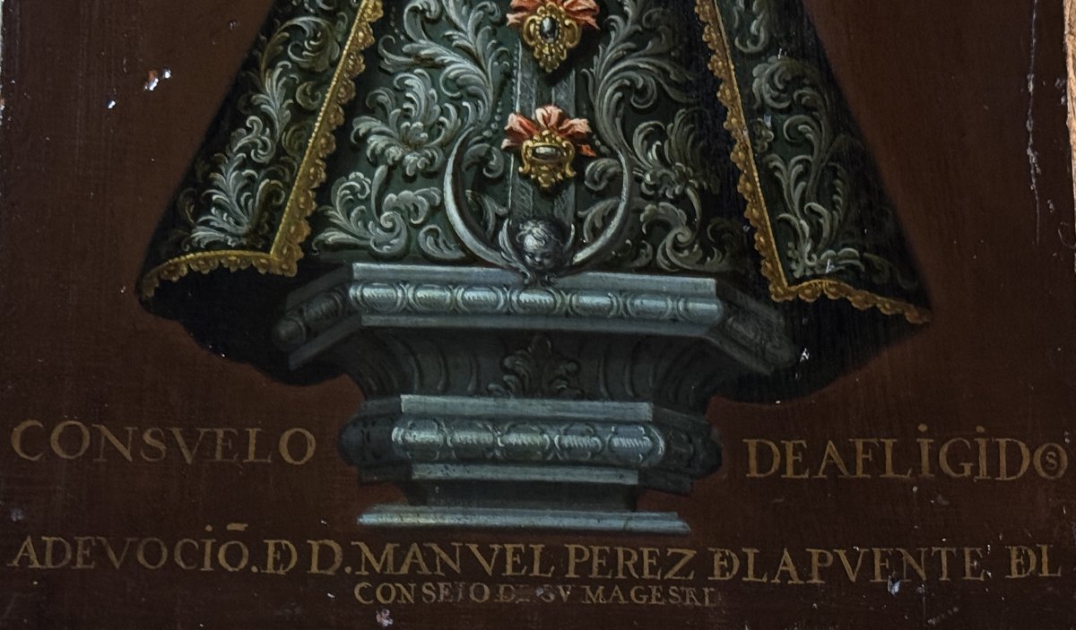 École de Madrid (c. 1700) - Notre-Dame de la Consolation, Panneau de Dévotion Privée -photo-4