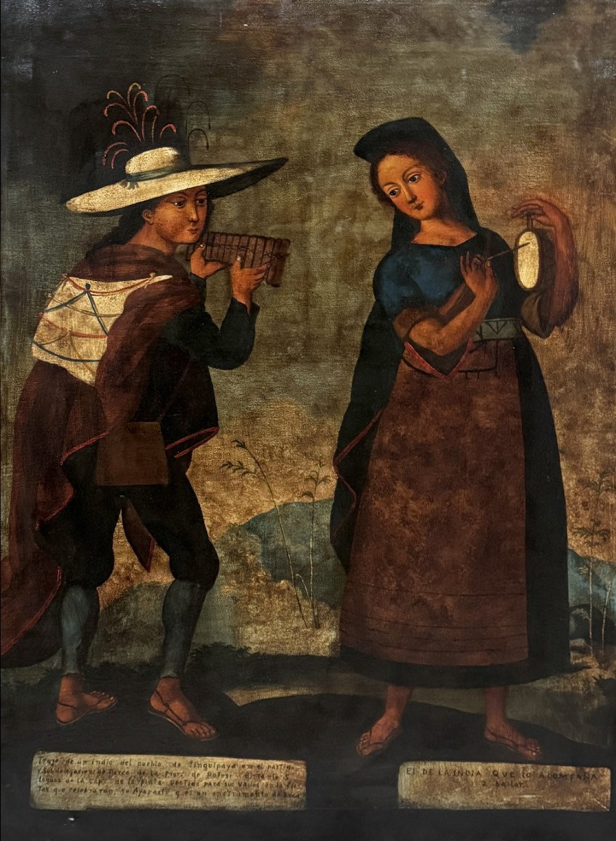 Bolivian School (xx) - Two Indians From Tinguipaya, In Potosi -photo-2