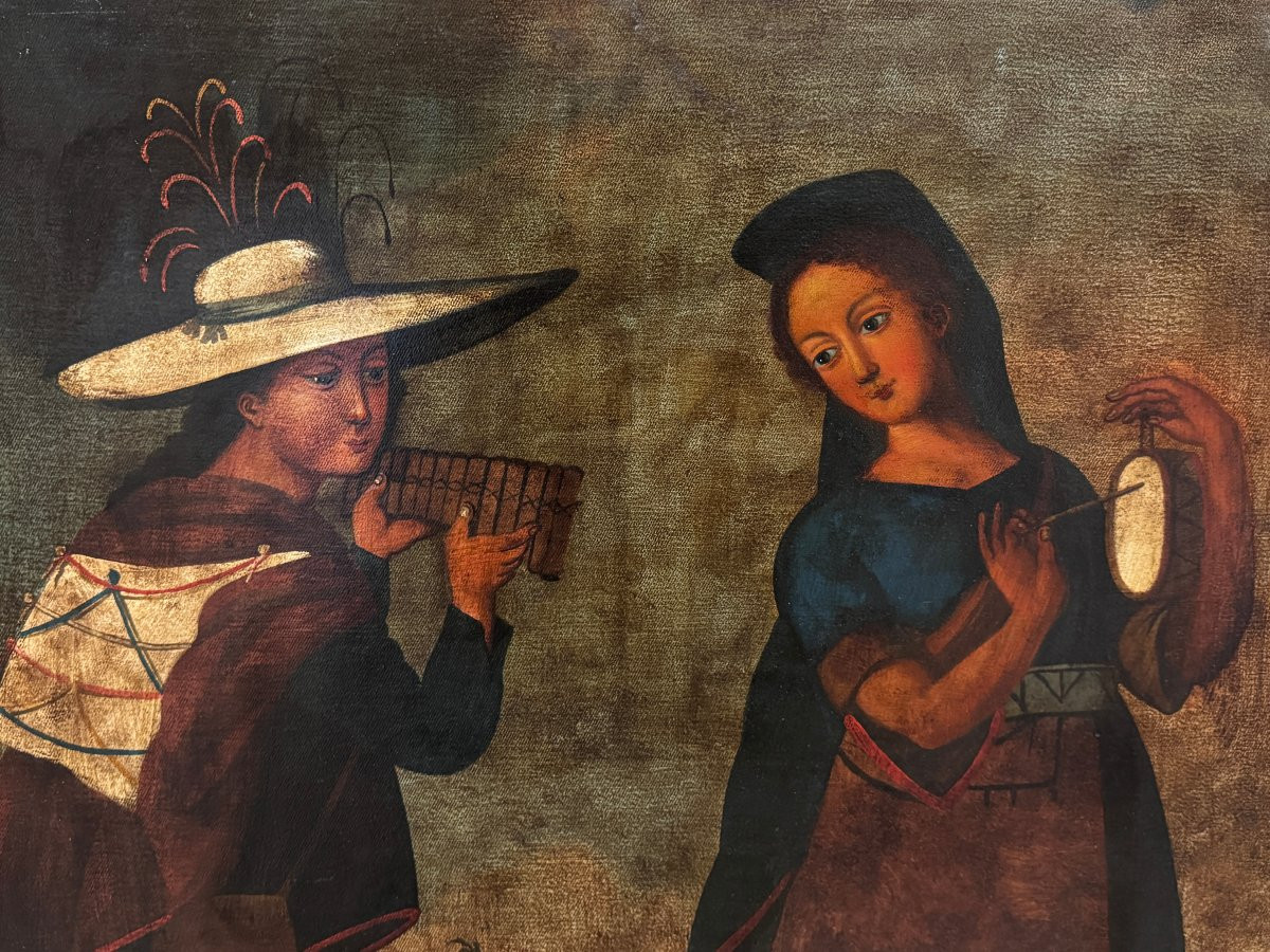 Bolivian School (xx) - Two Indians From Tinguipaya, In Potosi -photo-3