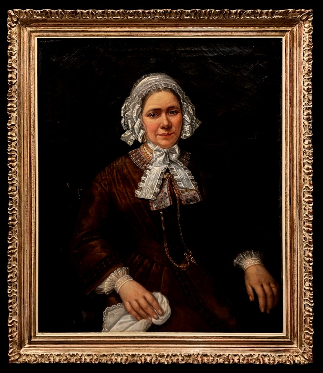 Caroline Swagers (1808-1877) - Portrait Of A Woman In A Bonnet