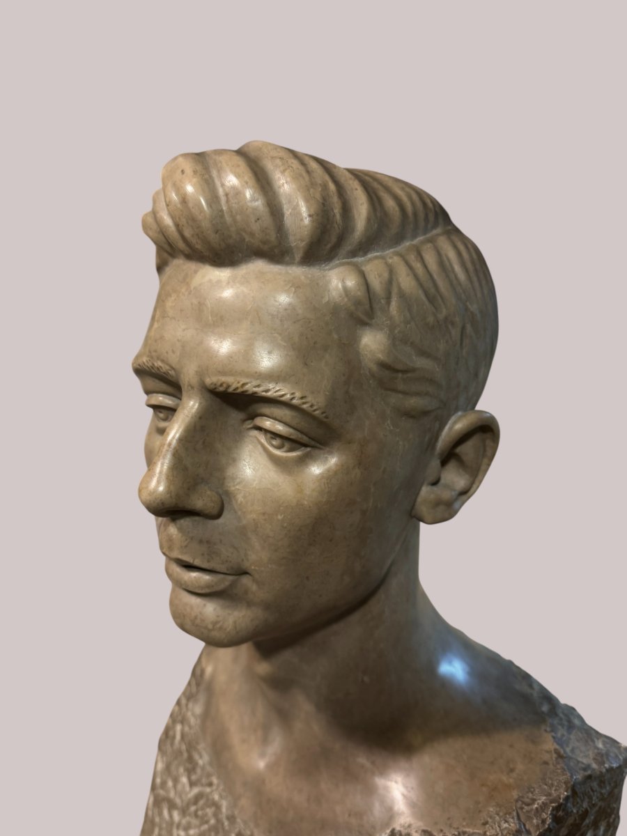 Tête de Jeune Homme en Marbre - Espagne, c. 1920-photo-2