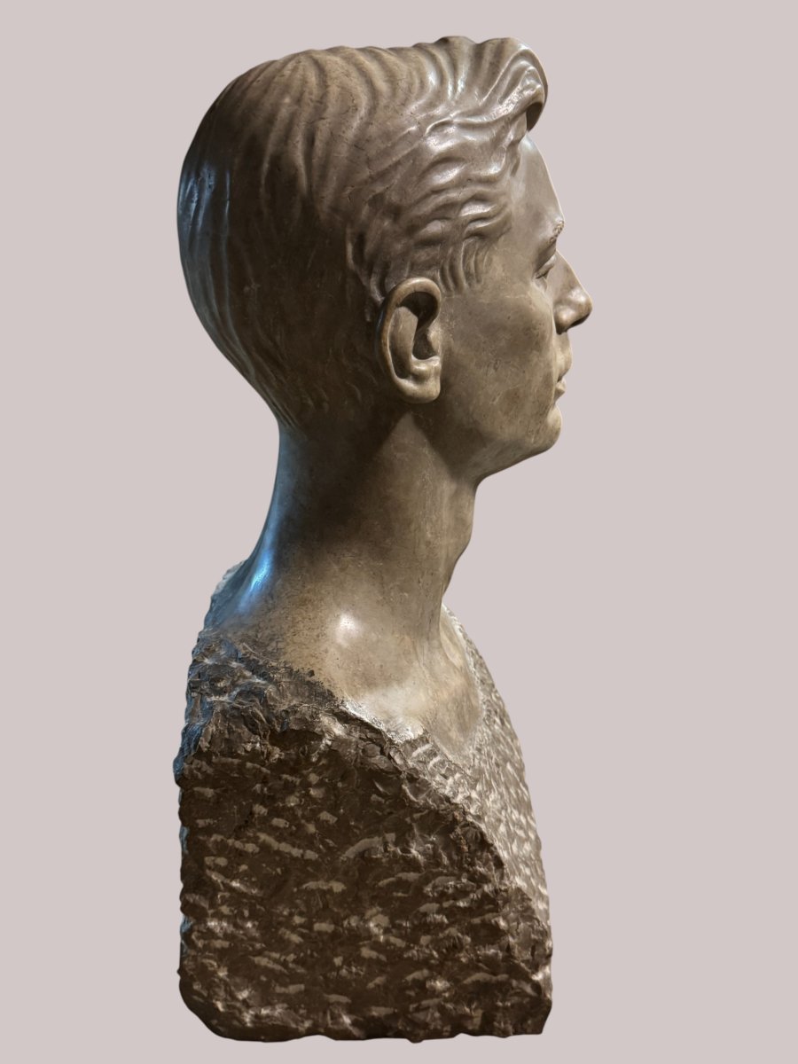 Tête de Jeune Homme en Marbre - Espagne, c. 1920-photo-3