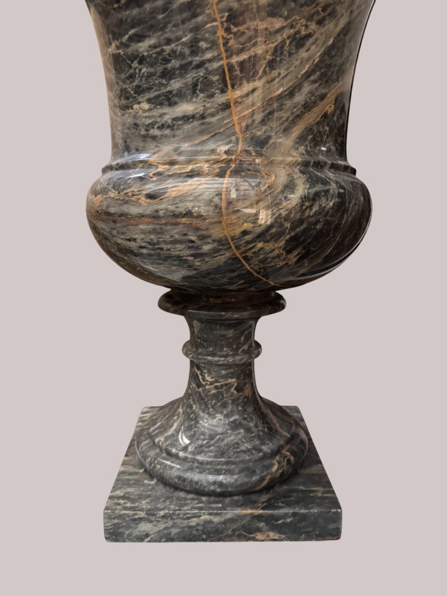 Vase Medici en Marbre Gris - Grande taille - Italie, c. 1950-photo-2