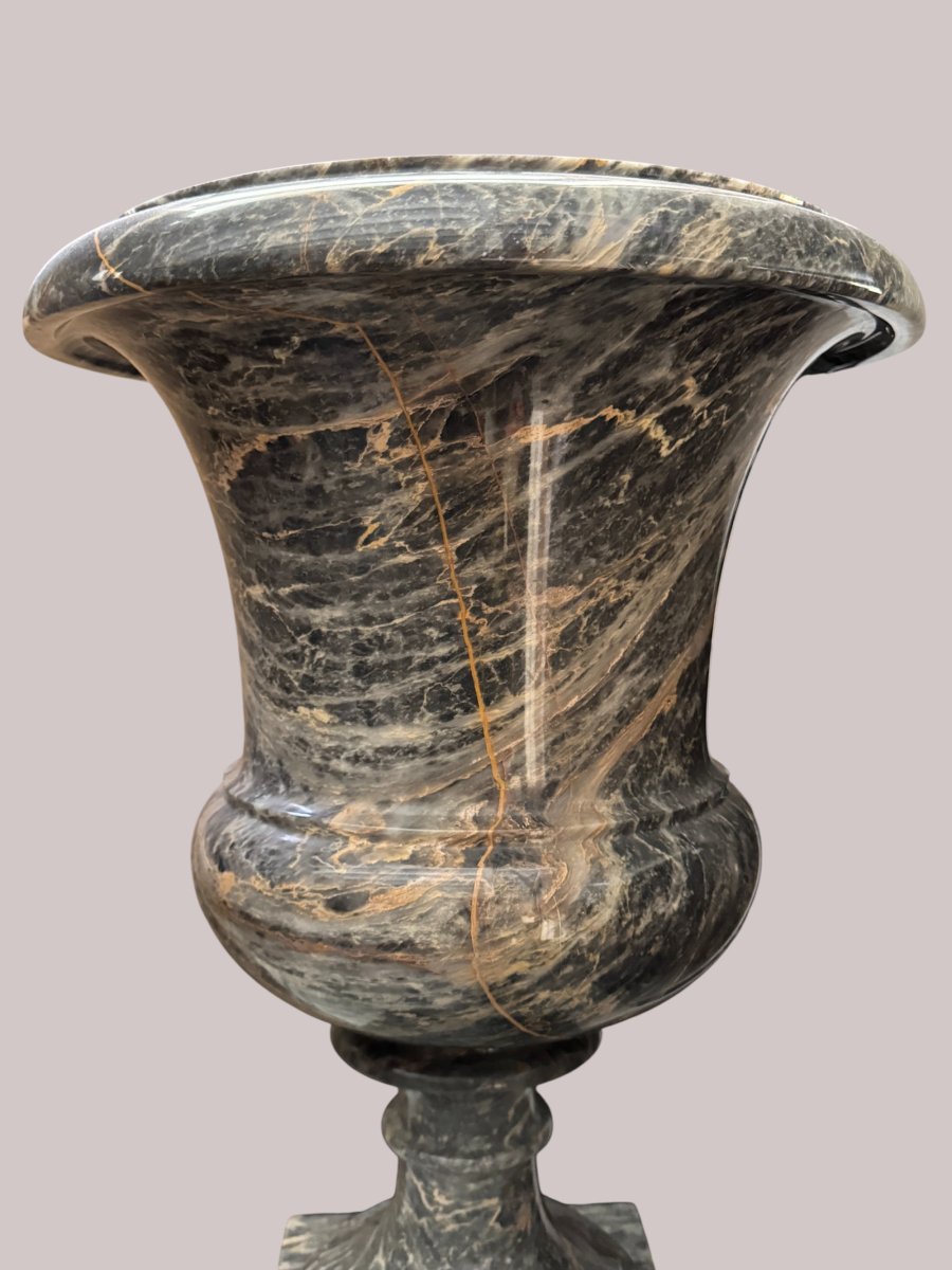 Vase Medici en Marbre Gris - Grande taille - Italie, c. 1950-photo-3