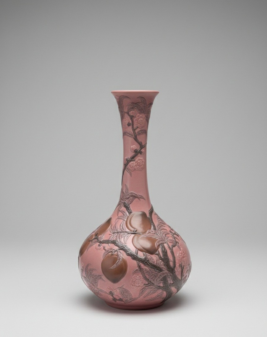 Beau Vase en Porcelaine "Pêches Roses" - Lladró, c. 1970