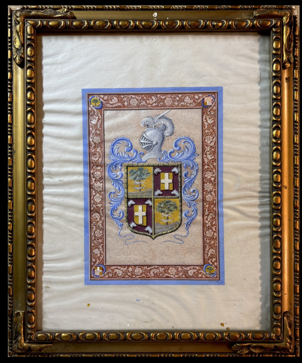 	 Rafael De Rosselló (xix-xx) - Large Coat Of Arms Of The López De Ochoa Family