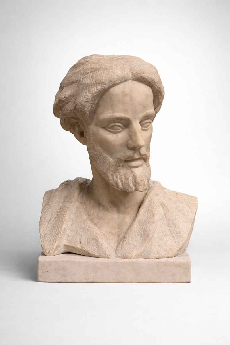 Belle Tête Archaïsante en Marbre - Espagne, c. 1930