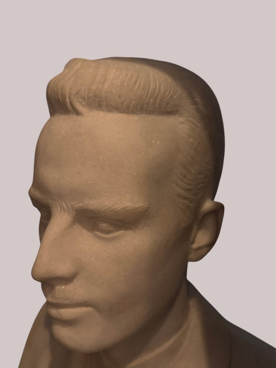 Athanase Apartis (1899-1972) - Buste de Jeune Homme en Marbre Sculpté, signé 1928-photo-3