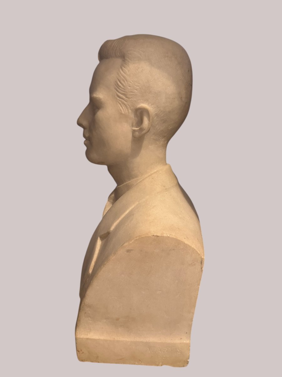 Athanase Apartis (1899-1972) - Buste de Jeune Homme en Marbre Sculpté, signé 1928-photo-4