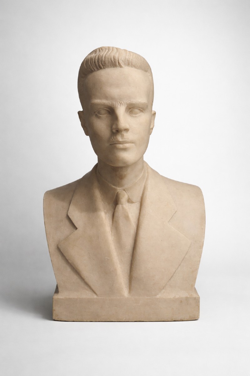 Athanase Apartis (1899-1972) - Buste de Jeune Homme en Marbre Sculpté, signé 1928