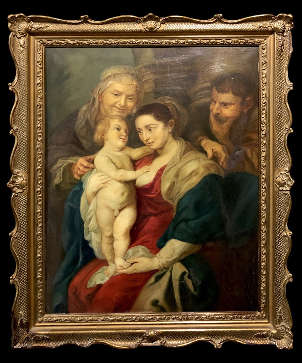 	École Européene (c. 1930) - La Sainte Famille avec Sainte Anne (D'après P. P. Rubens)