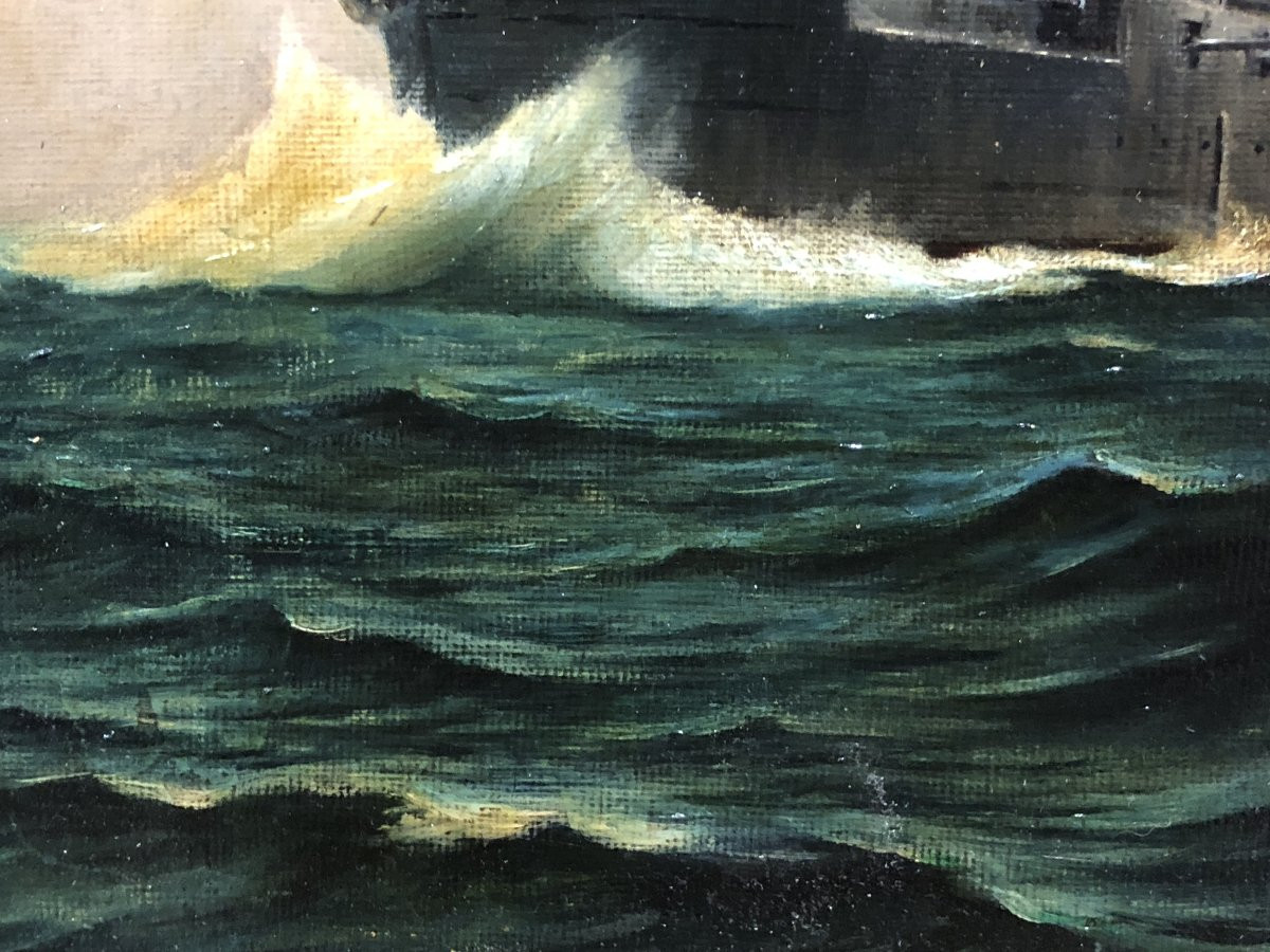 École espagnole (vers 1920) - Le cuirassé « España »-photo-3