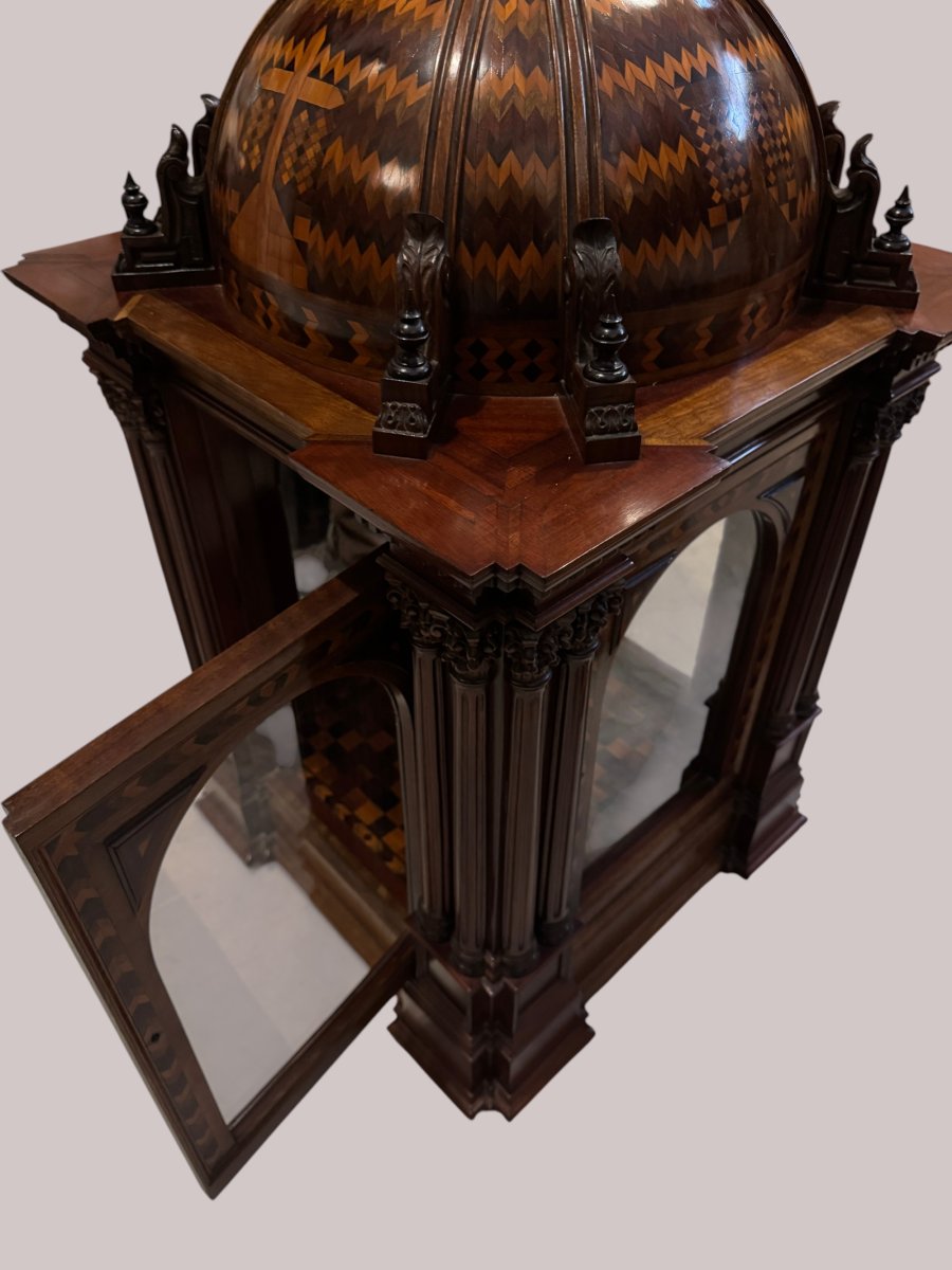 Grande chapelle votive en marqueterie de bois tropical - Mexique, vers 1800-photo-3