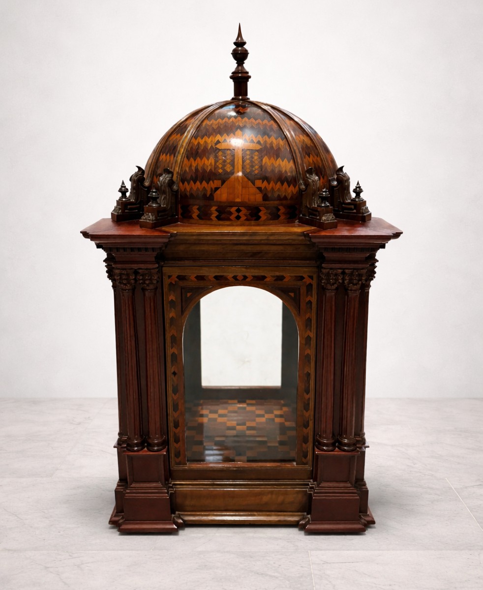 Grande chapelle votive en marqueterie de bois tropical - Mexique, vers 1800