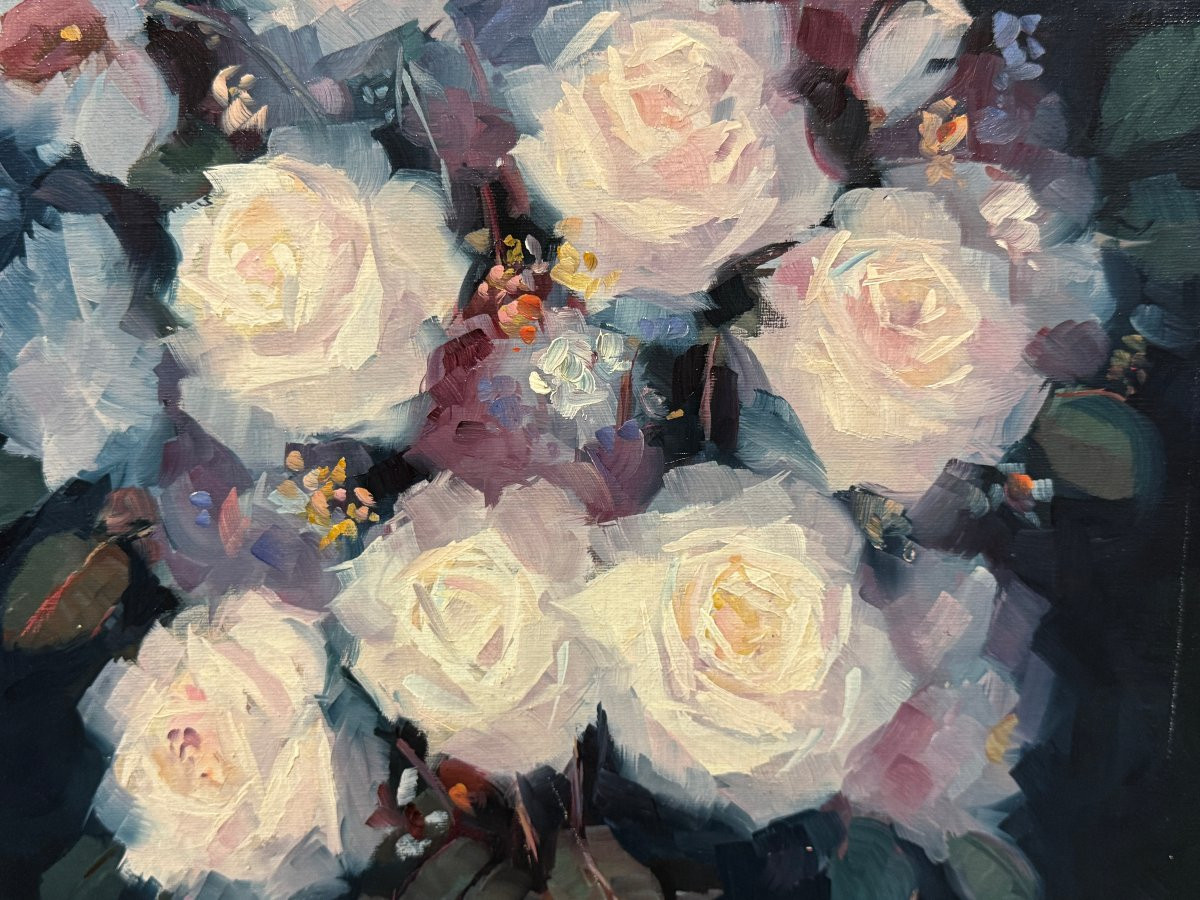 Juan Montero Messa (1937-2004) - Grand Vase à Roses-photo-3