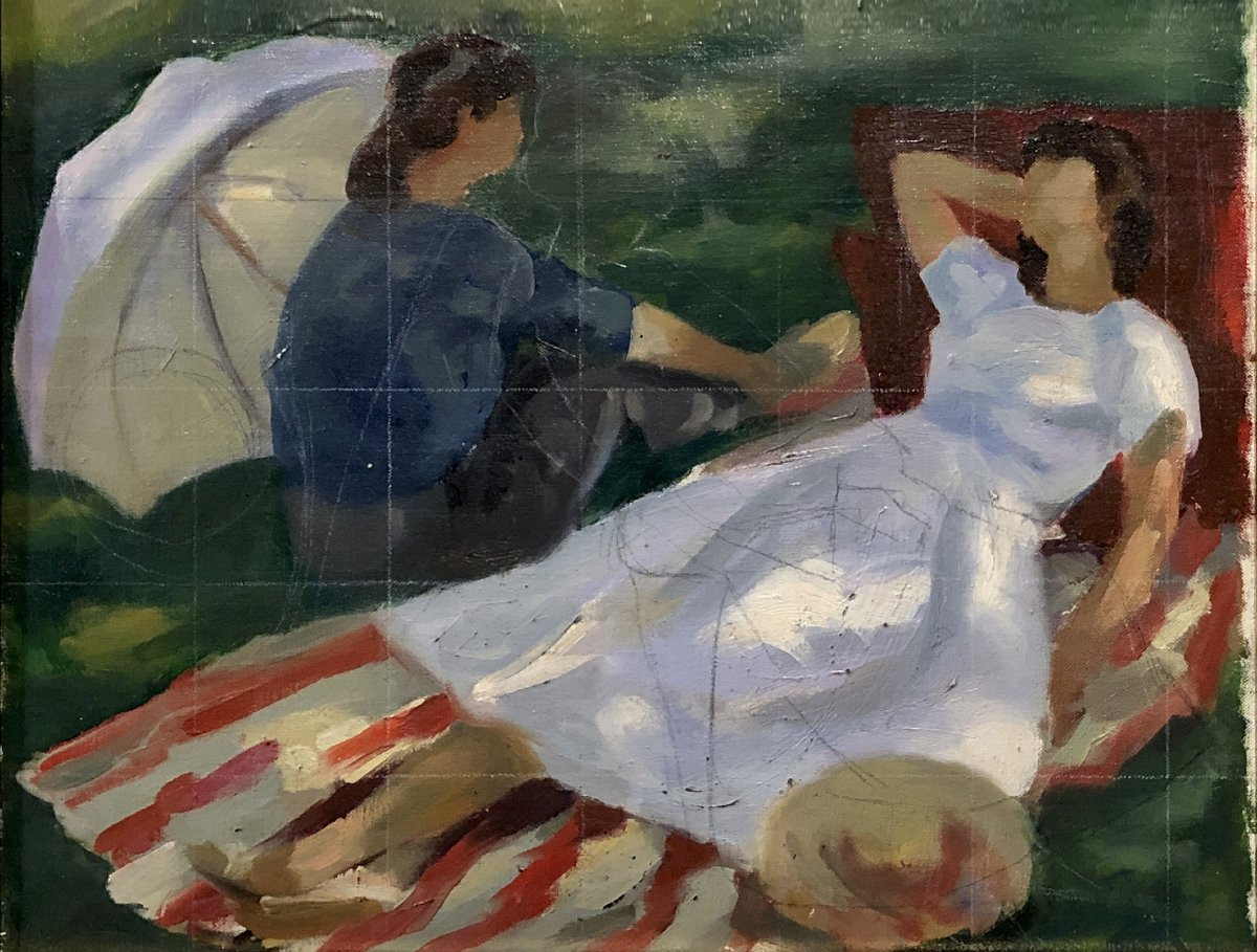 European School (circa 1950) - A Conversation -photo-2