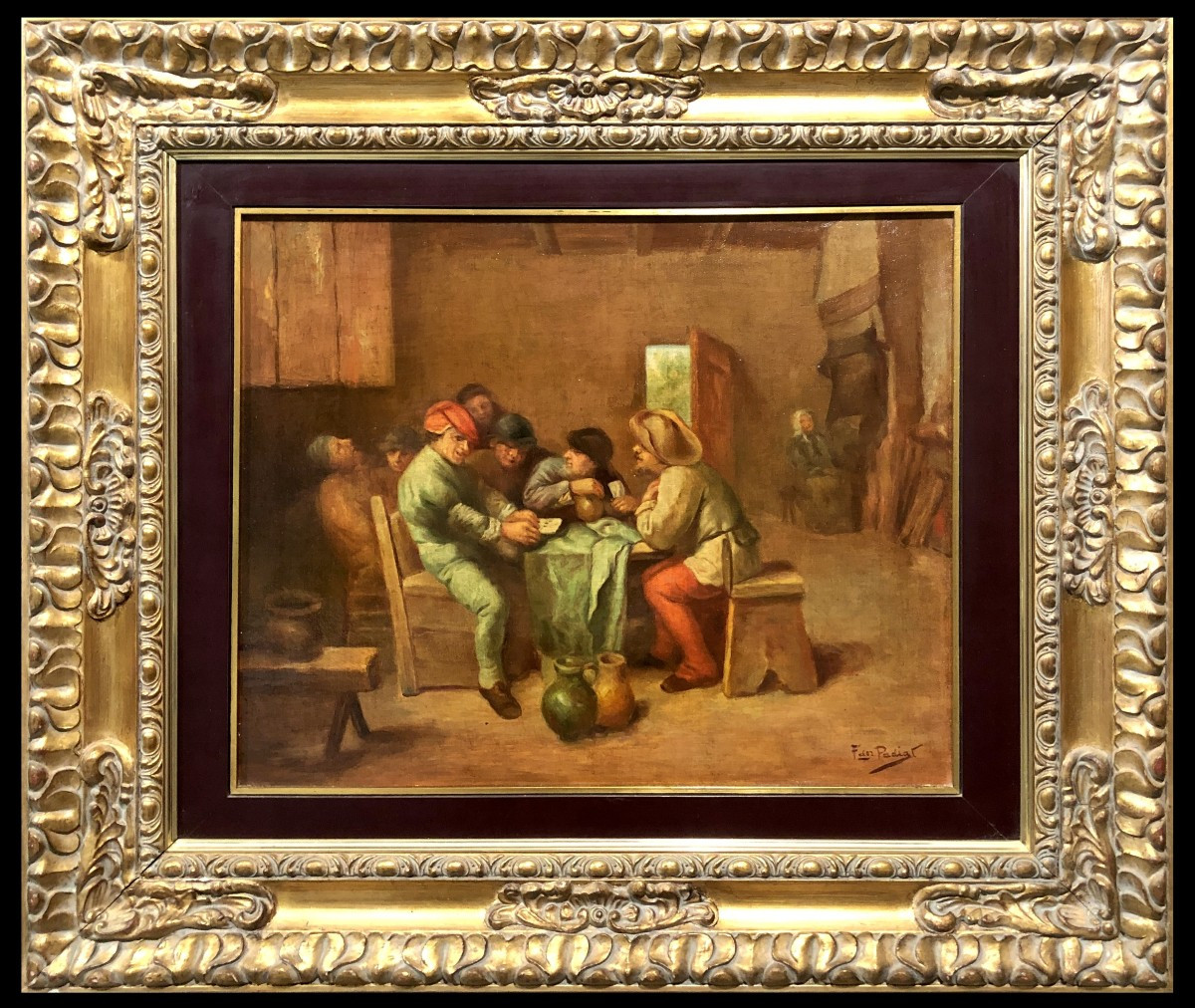 Manuel Fernández Padial (1907-?) - The Shell Game (inspired By Themes By David Teniers)