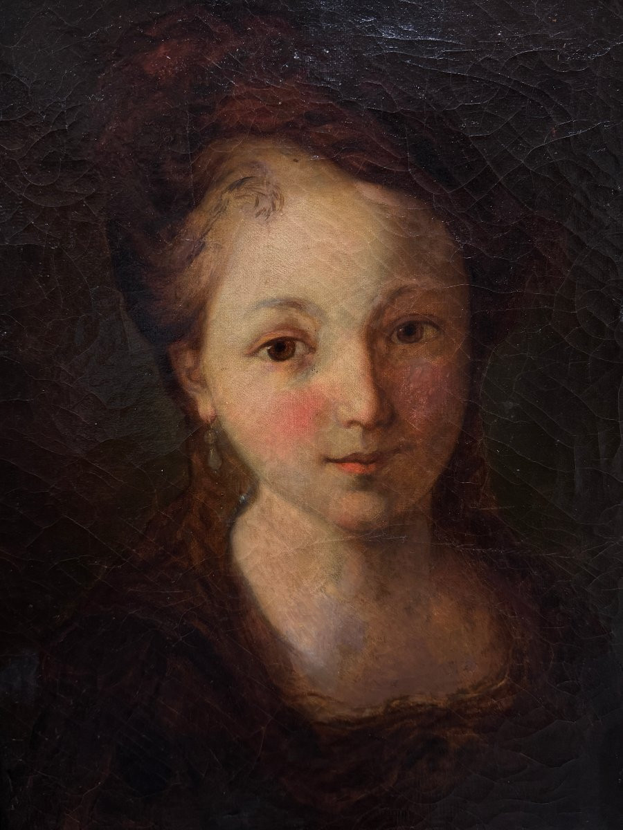  Alexis Grimou (1678-1733), suiveur de - Portrait de Jeune Fille au Chapeau-photo-2