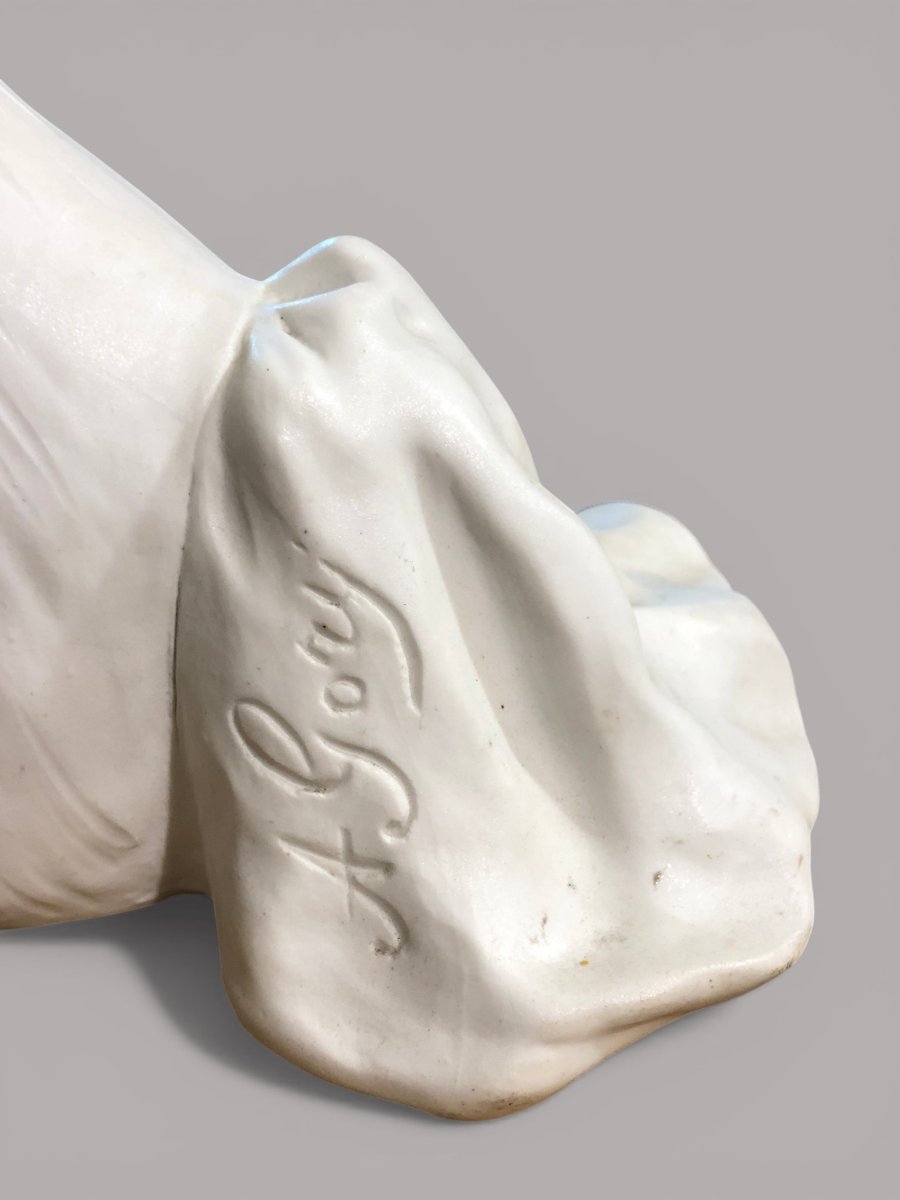 Affortunato Gory (1869-1925) - Biscuit Porcelain Head Of A Parisian Woman-photo-2