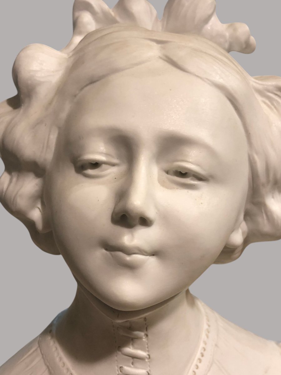 Affortunato Gory (1869-1925) - Biscuit Porcelain Head Of A Parisian Woman-photo-4
