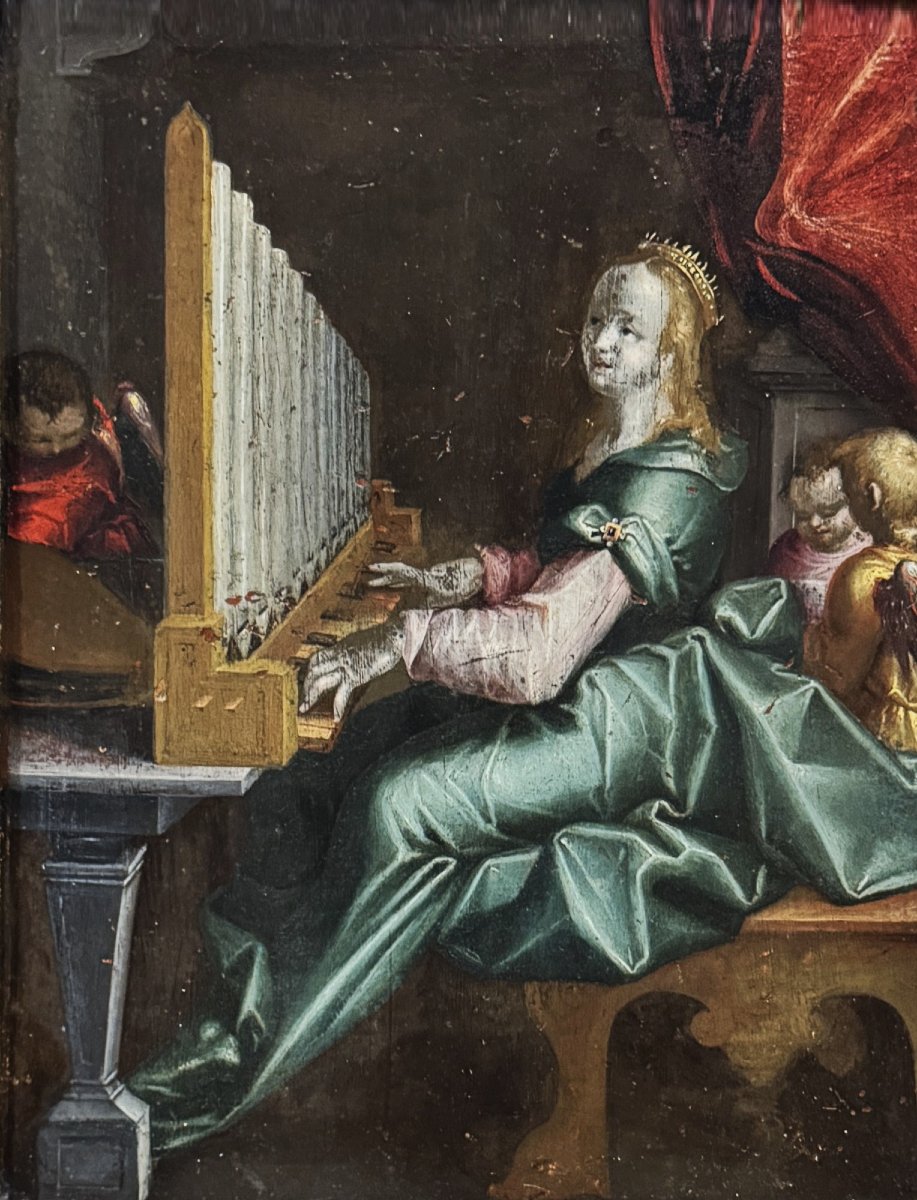 Frans Francken le Jeune (1581-1642) atelier de - Sainte Cécile se délecte de la Musique Céleste-photo-2