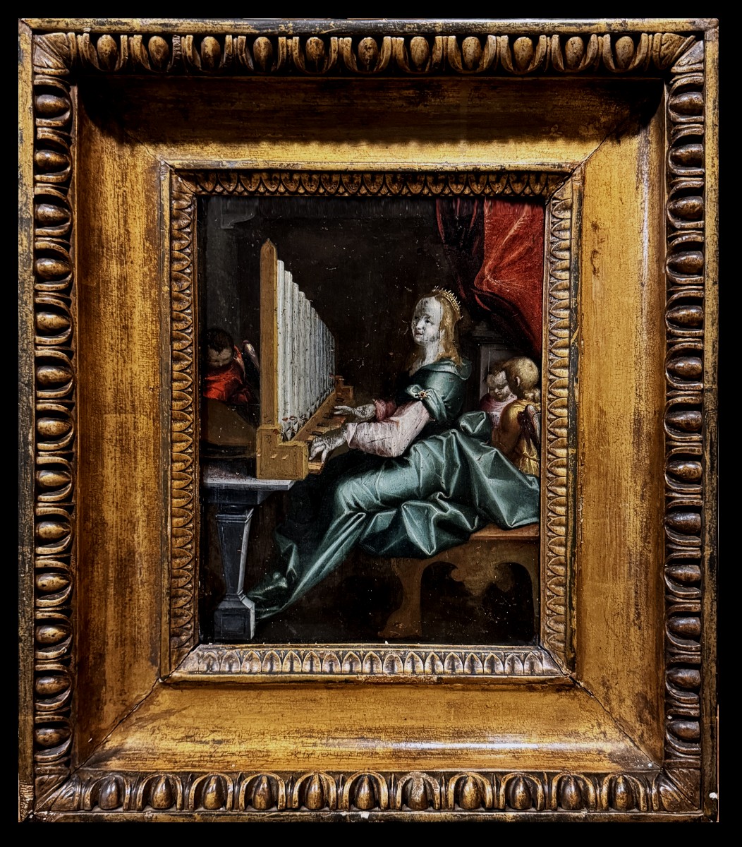 Frans Francken le Jeune (1581-1642) atelier de - Sainte Cécile se délecte de la Musique Céleste