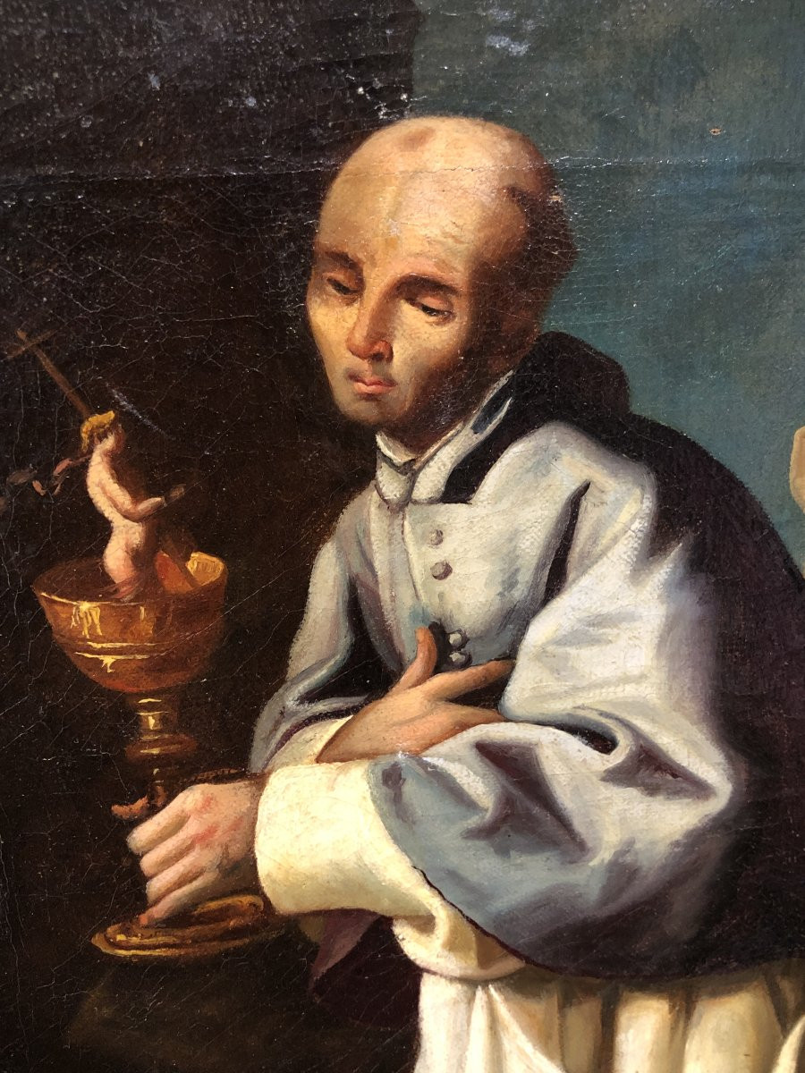 École Espagnole Ancienne (c. 1780) - Saint Hughes de Lincoln (D'après Zurbarán)-photo-3