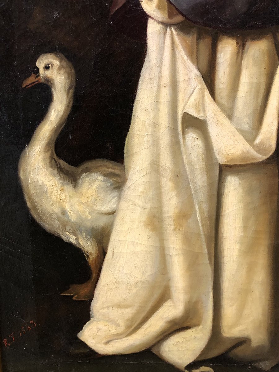 École Espagnole Ancienne (c. 1780) - Saint Hughes de Lincoln (D'après Zurbarán)-photo-4