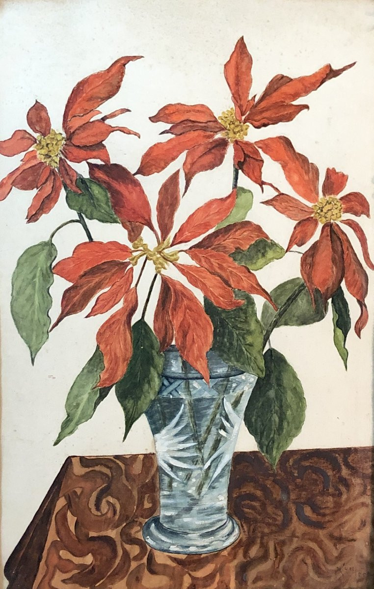 	European School (c. 1950) - The Miracle Of The Poinsettias-photo-2