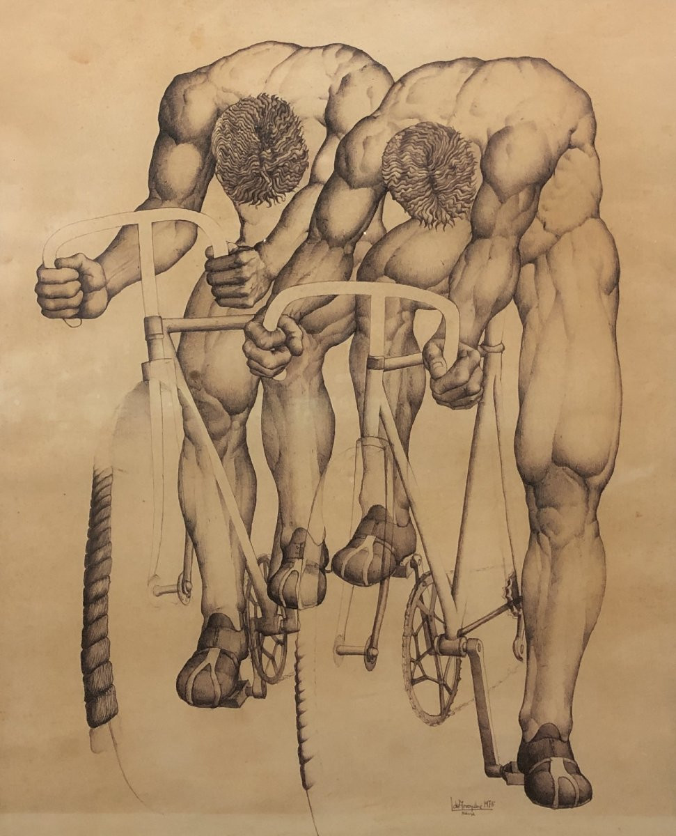 Fernando Calderón López De Arroyabe (1928-2003) - The Two Cyclists-photo-2