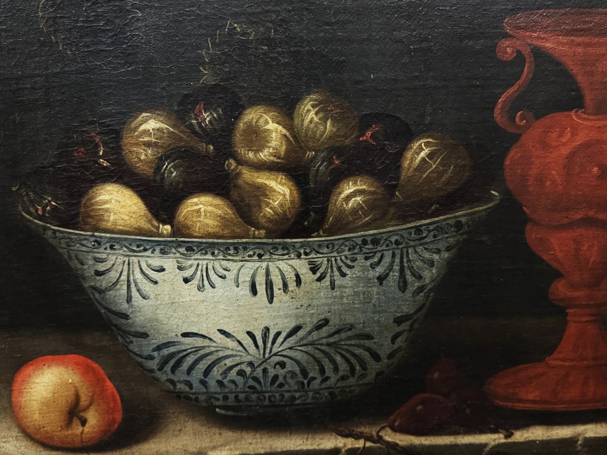 Tomás Yepes (1598-1668) attrib. à - Nature Morte avec Bowl Chinois et Vase de Tonalá -photo-2