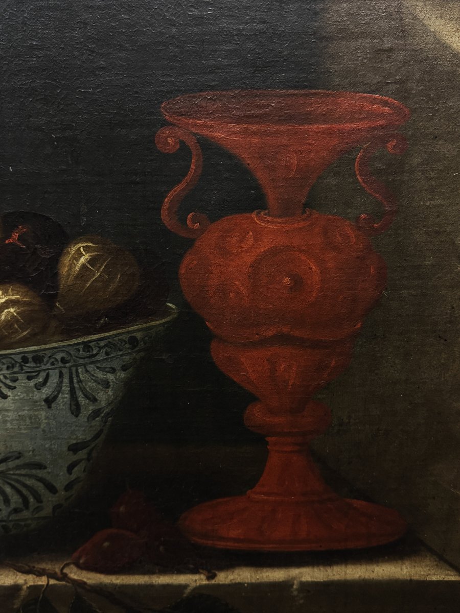 Tomás Yepes (1598-1668) attrib. à - Nature Morte avec Bowl Chinois et Vase de Tonalá -photo-3