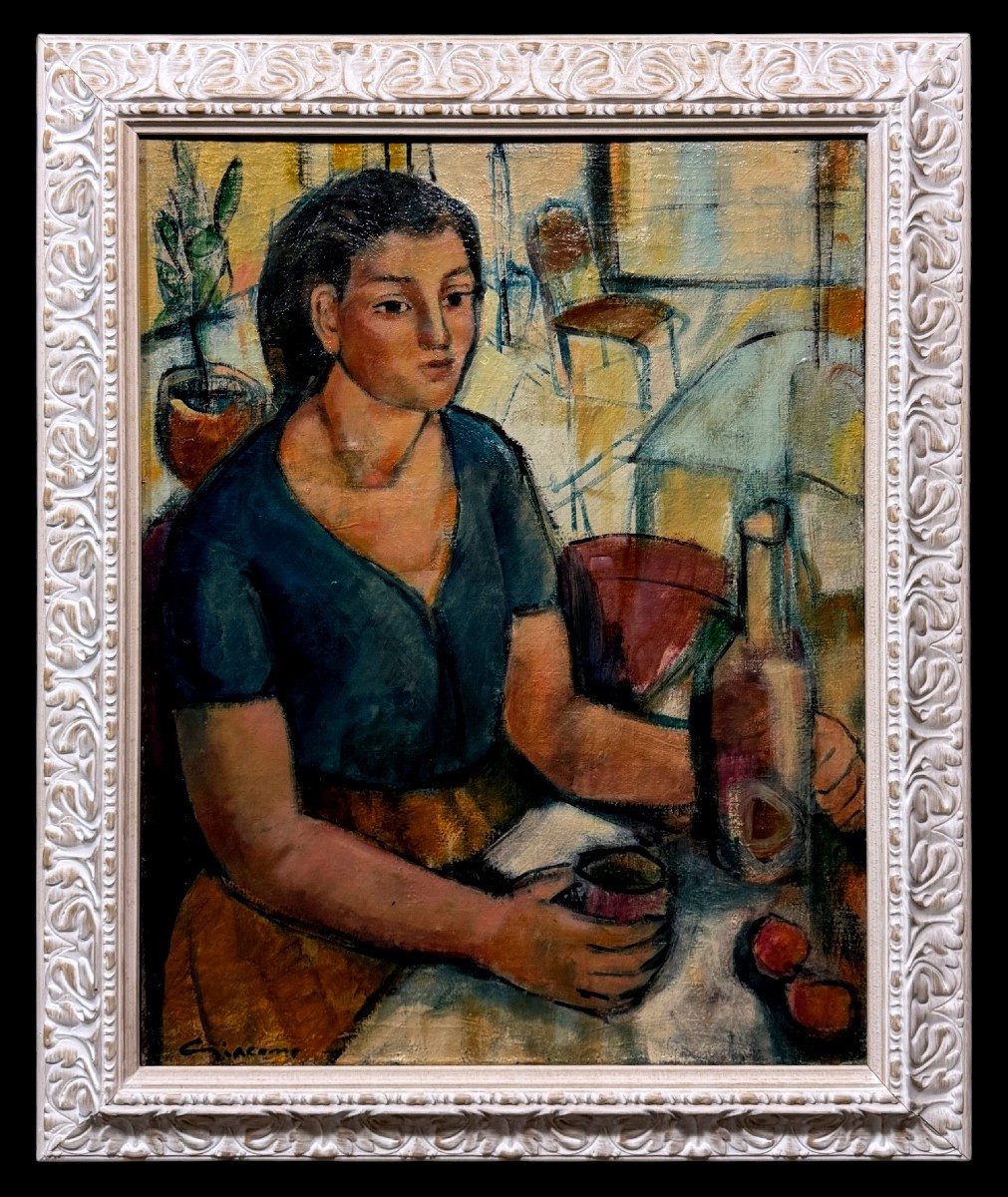 	 Giacomo Steibe (1922-?) - A Glass Of Wine