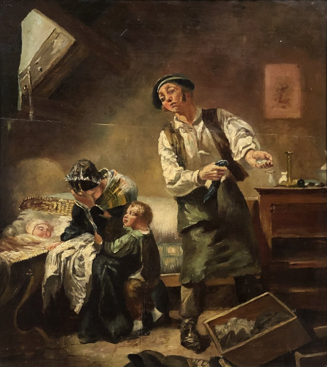 	 École Réaliste Française (c. 1850) - L'Enfant Malade-photo-2