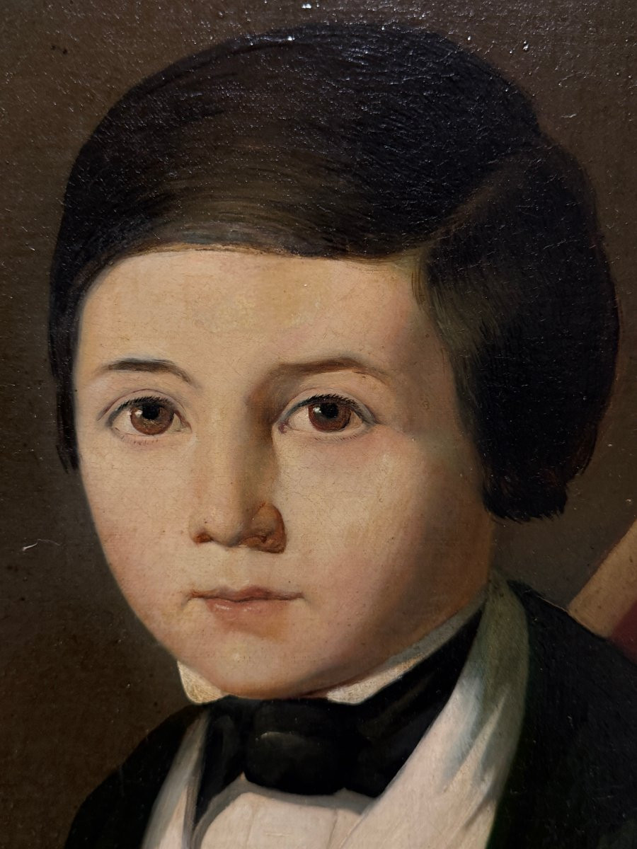 École Française (c. 1890) - Portrait d'Enfant -photo-2