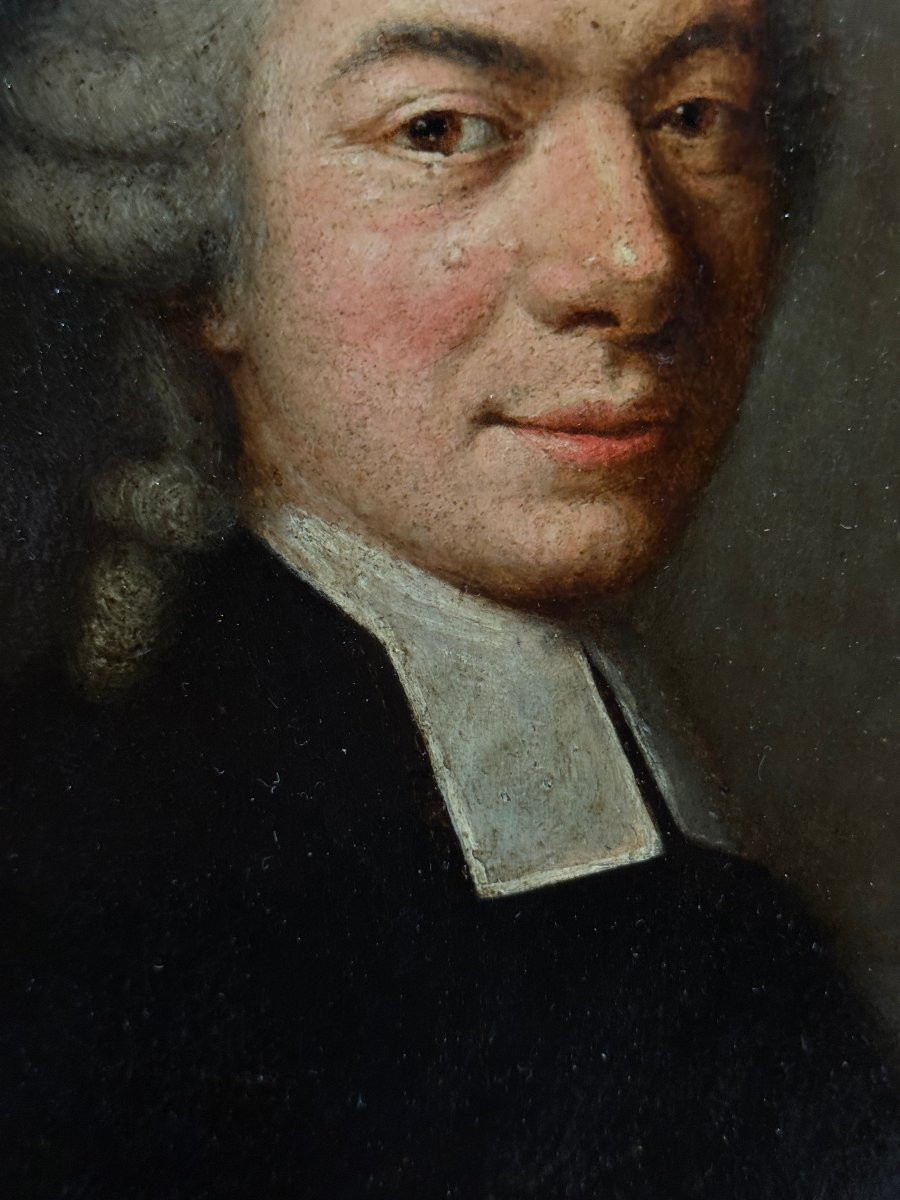 	French School (xviii) - Portrait Of A Priest-photo-3
