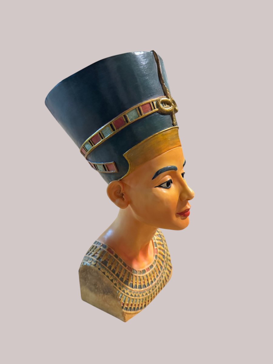 Nefertiti Bust In Painted Plaster-photo-2