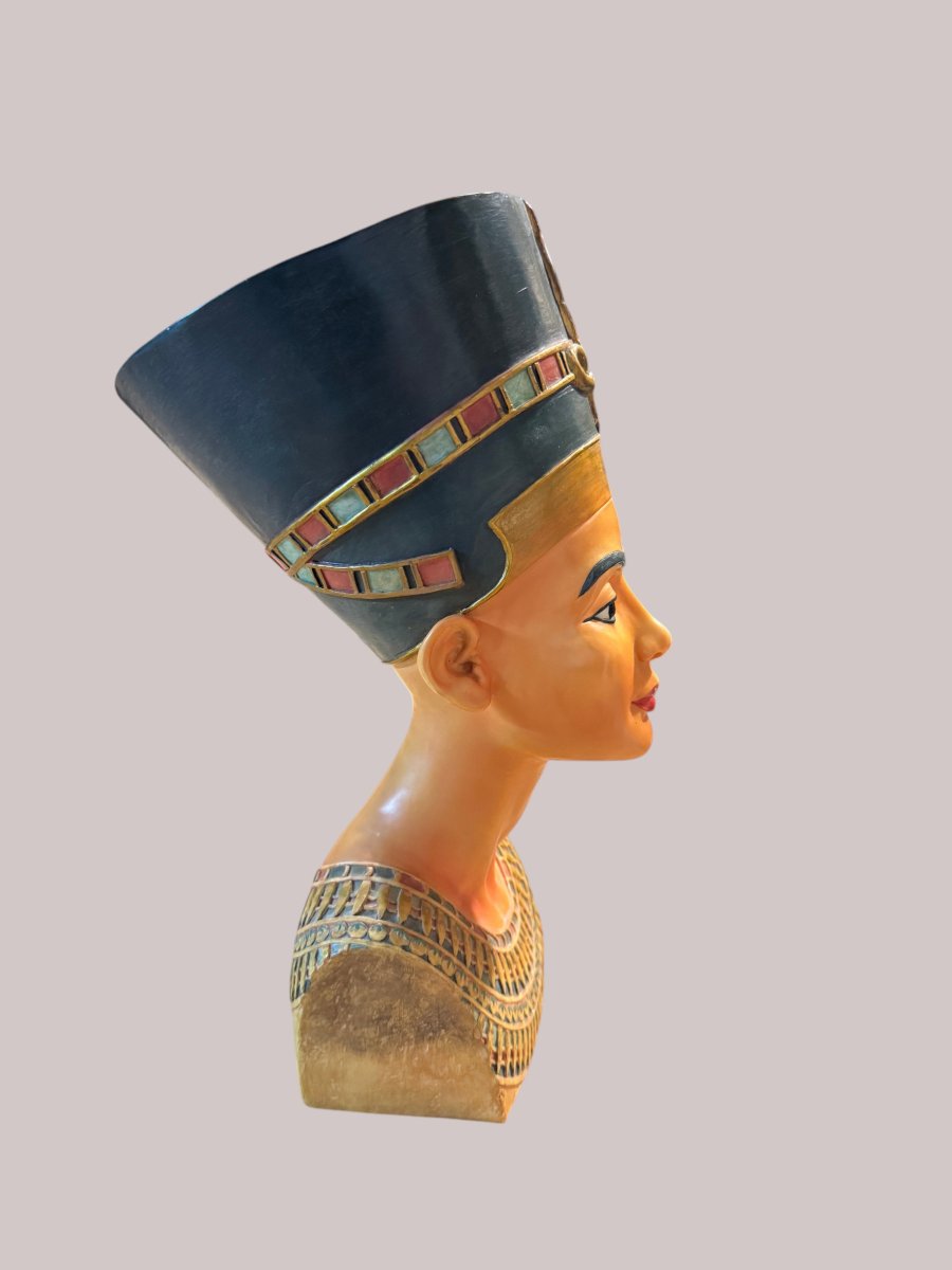 Nefertiti Bust In Painted Plaster-photo-3