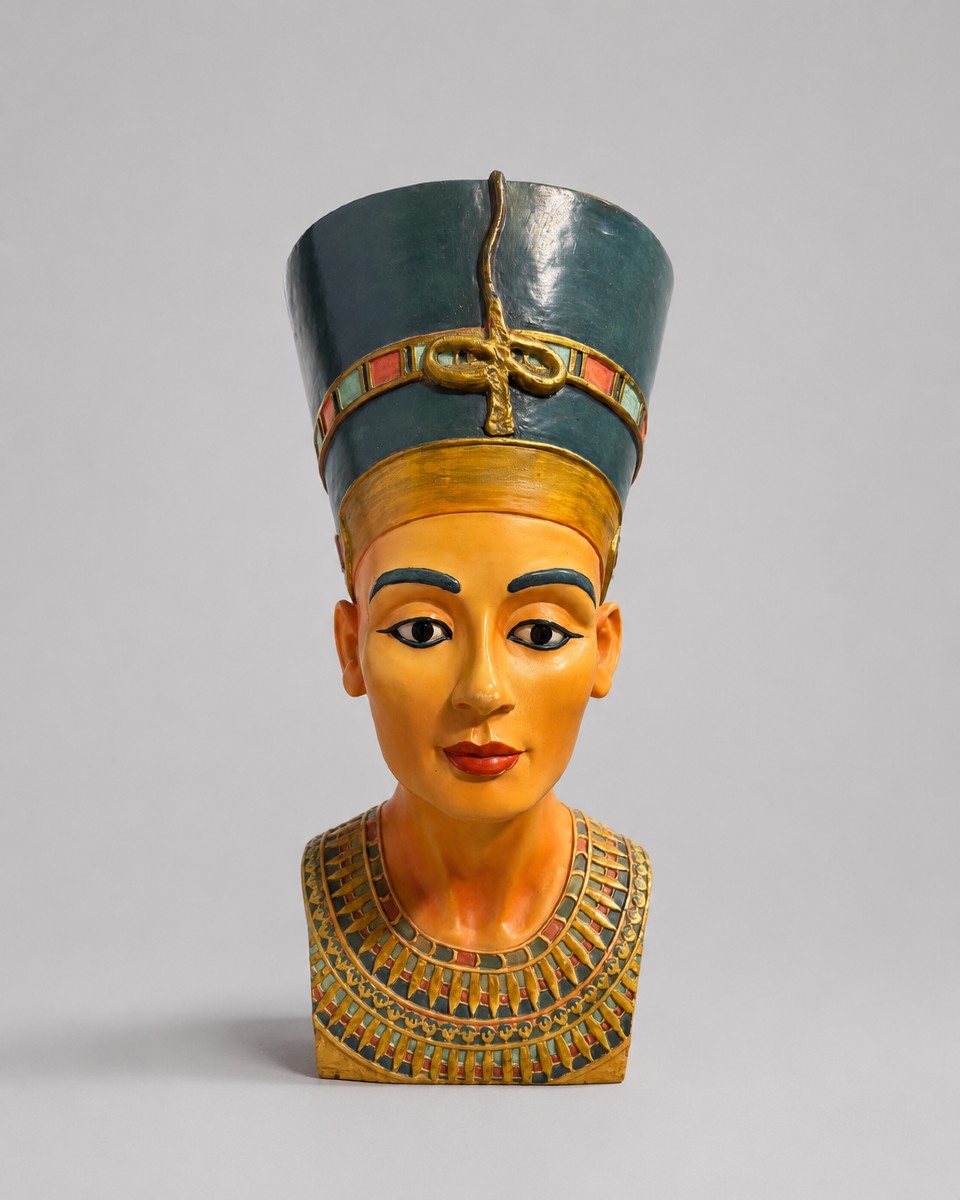 Nefertiti Bust In Painted Plaster