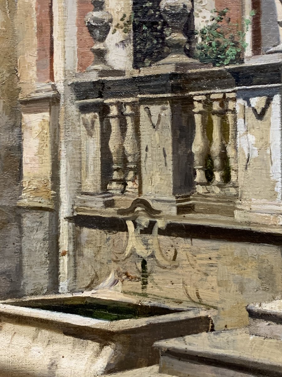 José Fernández Alvarado (1865-1935) - Le Grand Cour du Palais Épiscopal de Málaga-photo-4