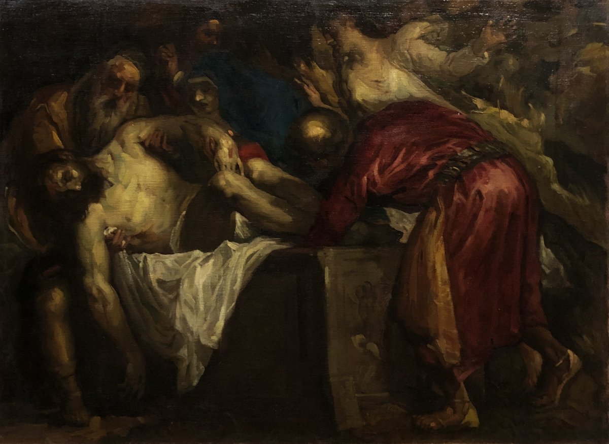 	European School (xix) - The Burial Of Christ (after Tiziano Vecellio)-photo-2