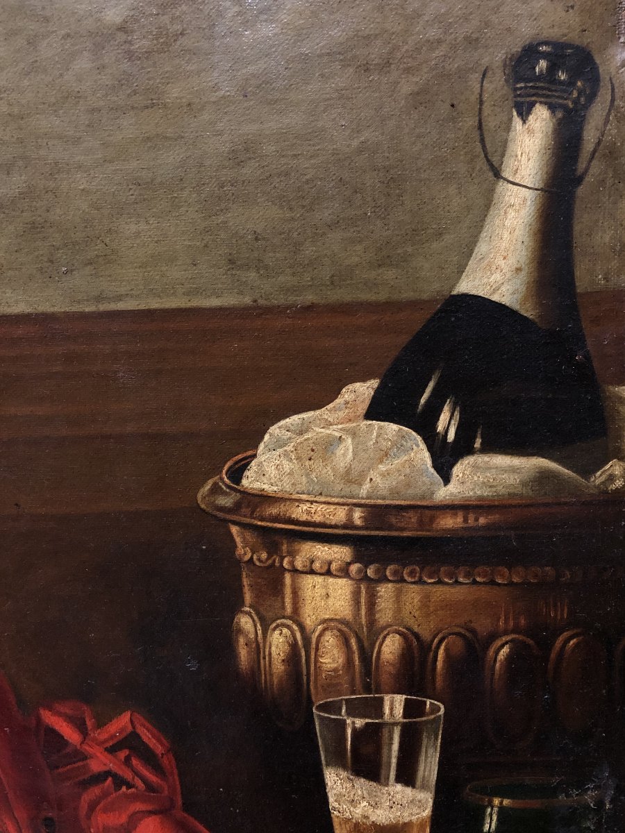  École Française (c. 1880) - Champagne et Homard-photo-2
