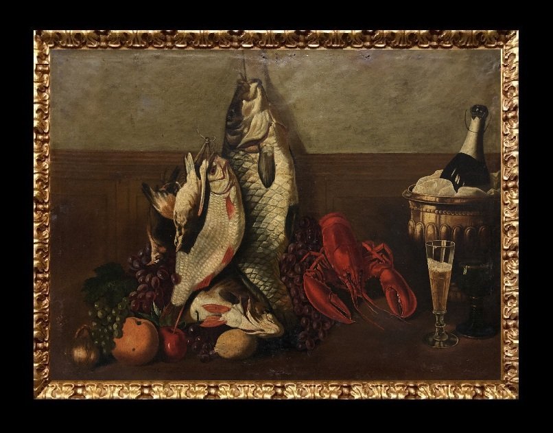 École Française (c. 1880) - Champagne et Homard