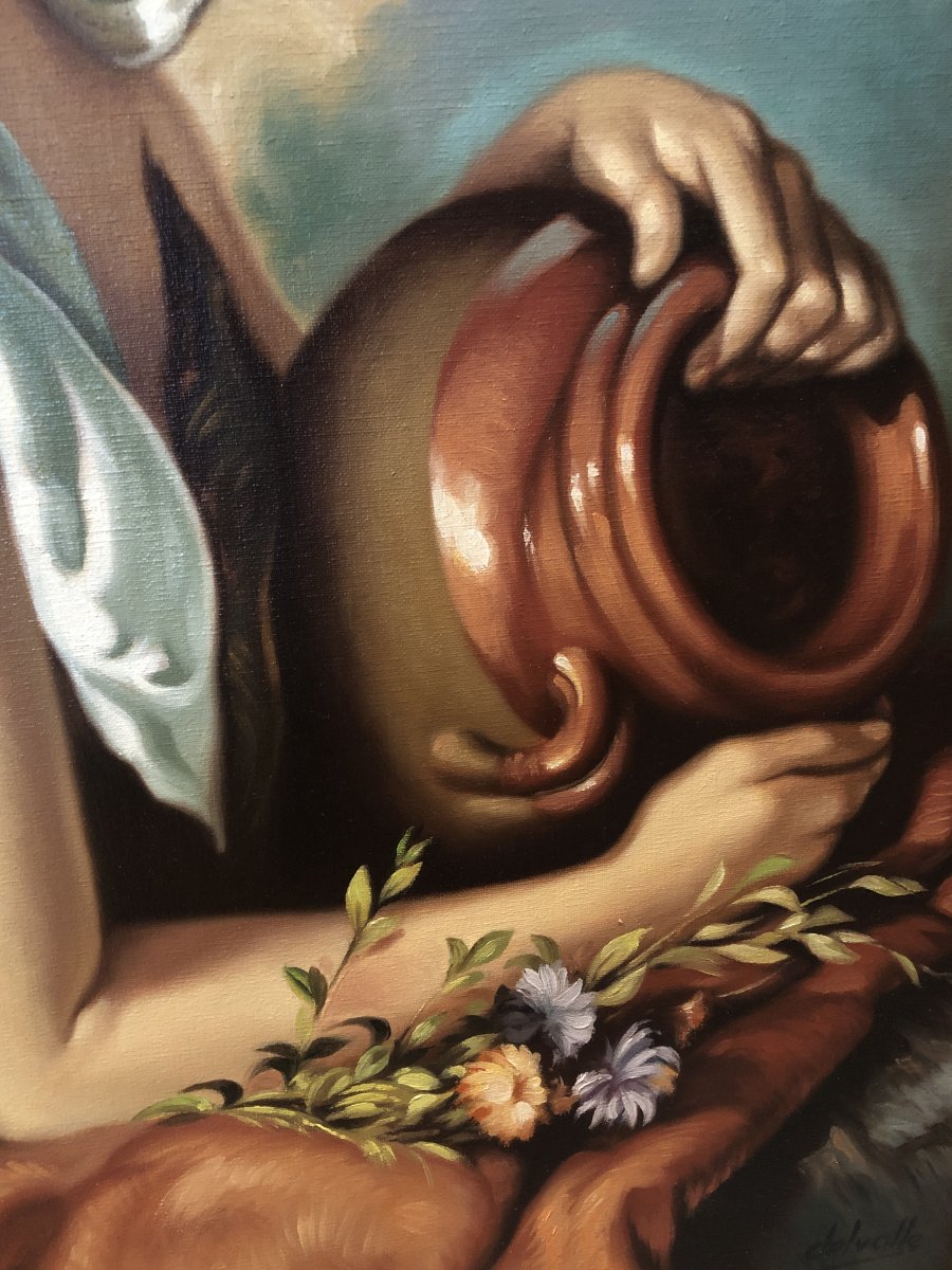 École espagnole (vers 1960) - La Dame de la fontaine (d'après Francisco Ribera)-photo-1