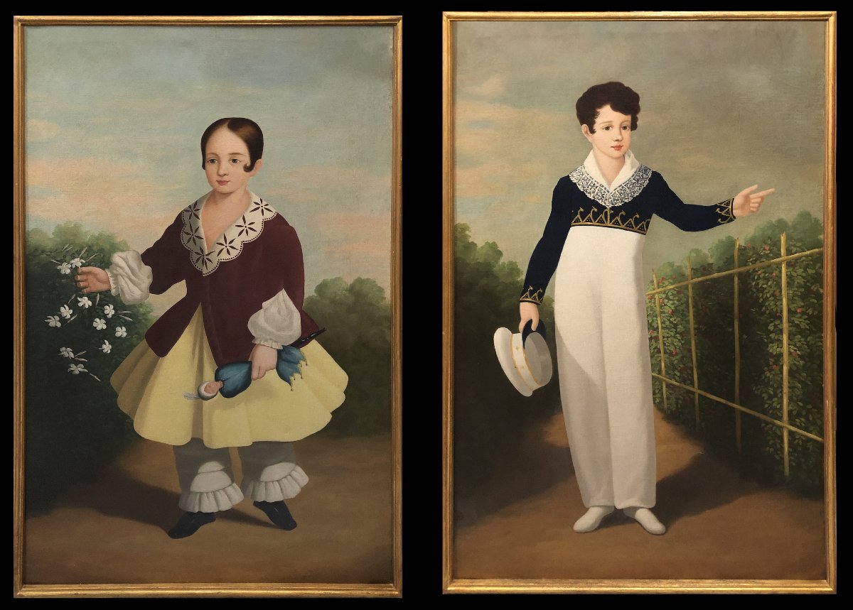 Spanish School (late 19th Century) - Mariano De San Juan And His Sister (after Agustín Esteve)