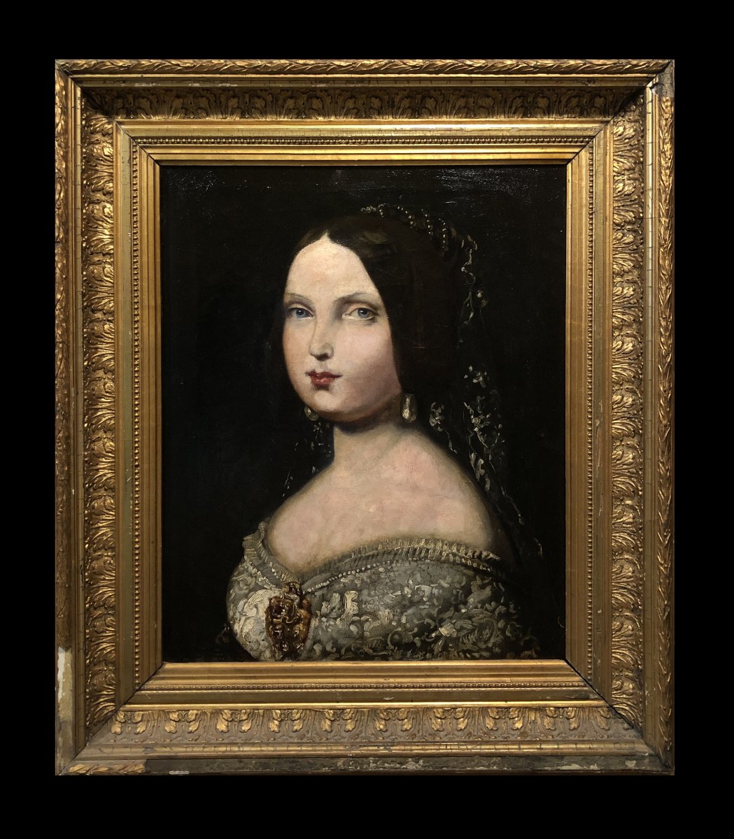 Federico de Madrazo y Kuntz (1816-1898) [Entourage de] - Isabel II d'Espagne aux quatorze ans