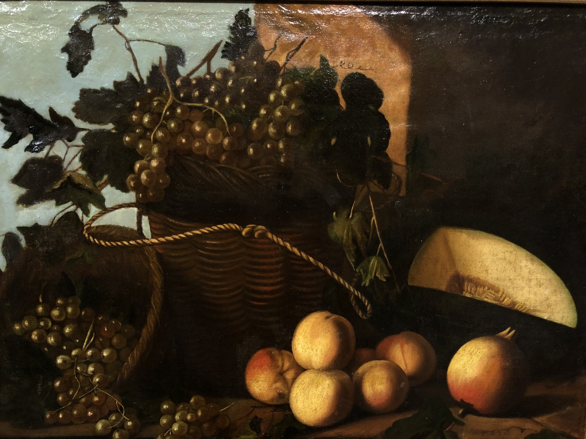 École Napolitaine (c. 1700) - Nature Morte au Melon -photo-3