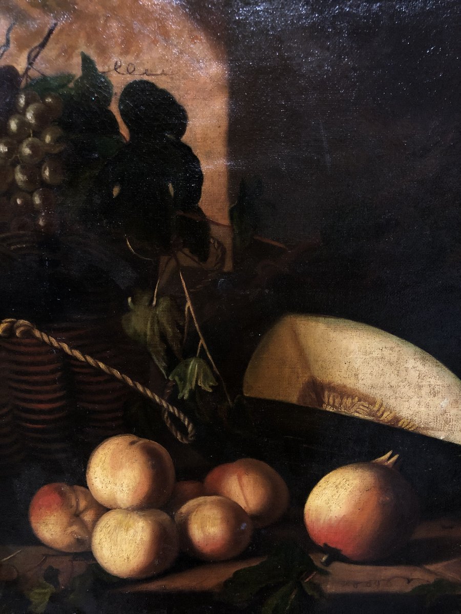 École Napolitaine (c. 1700) - Nature Morte au Melon -photo-1