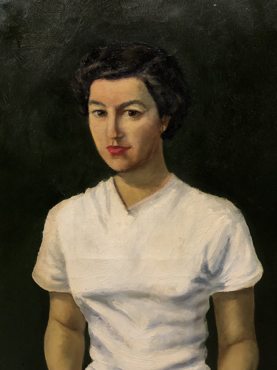 École Espagnole (1950s) - La Joueuse de Tennis-photo-3
