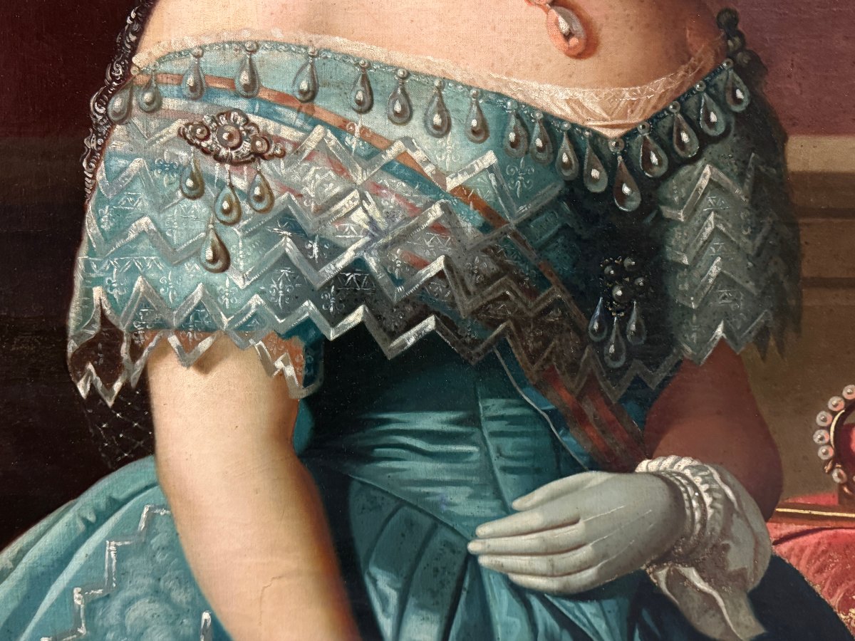 Atelier de Federico de Madrazo (1815-1894) - Portrait Monumentale Isabel II Reine d'Espagne -photo-1